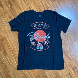 Maeda Mens Black Cotton Cherry Blossom Crew T-Shirt Size Large Casual Streetwear